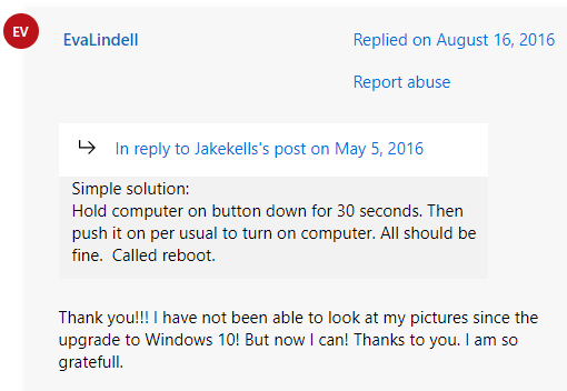 a user report