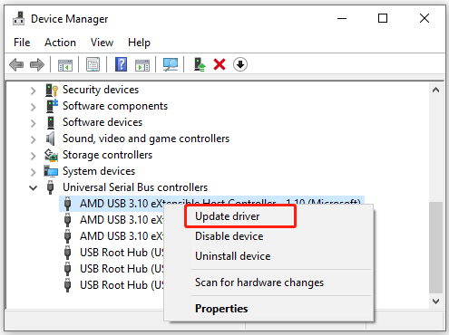 select Update driver