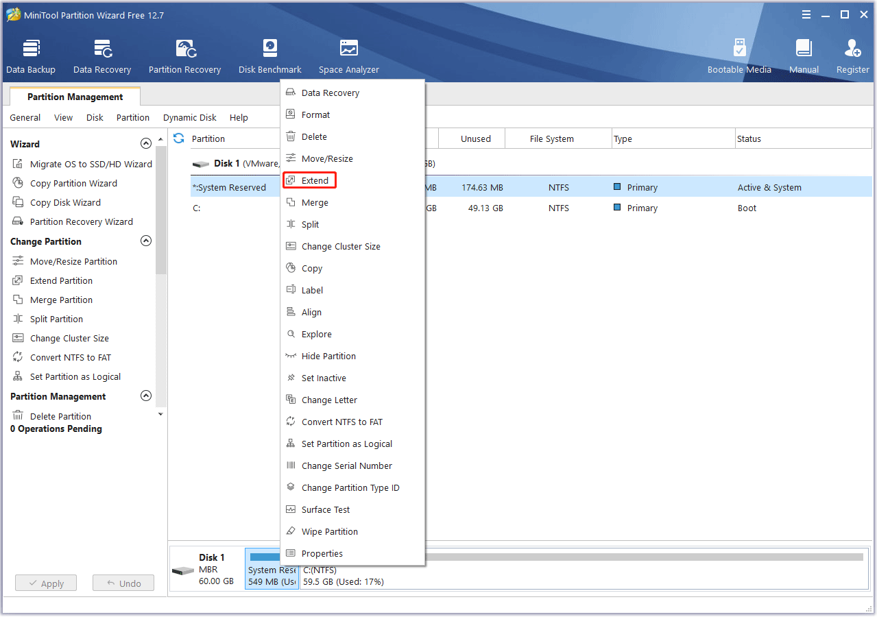 extend a partition