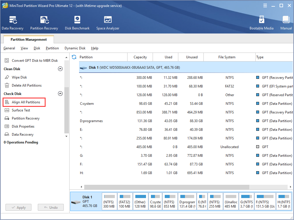 choose Align All Partitions feature