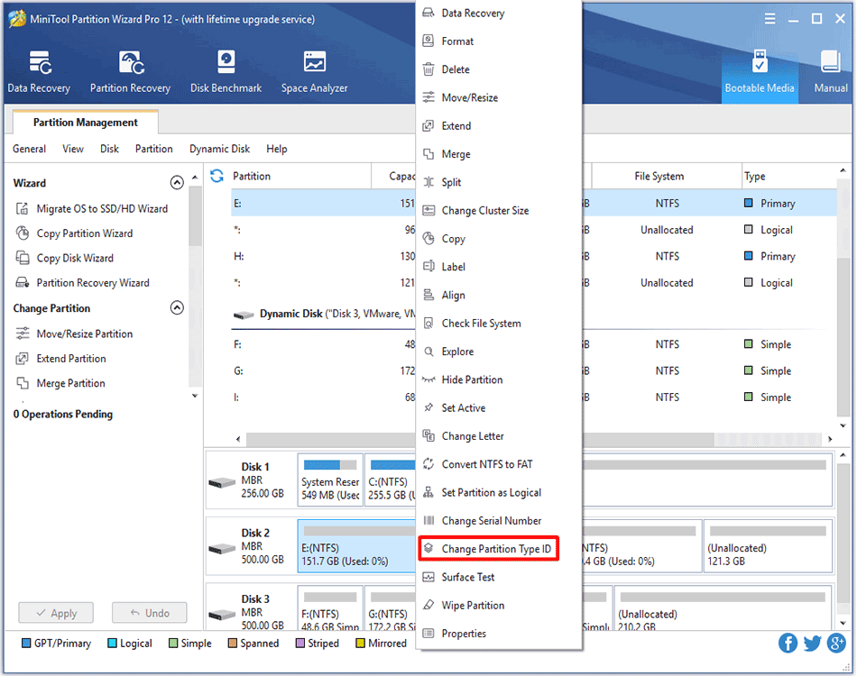 choose Change Partition Type ID