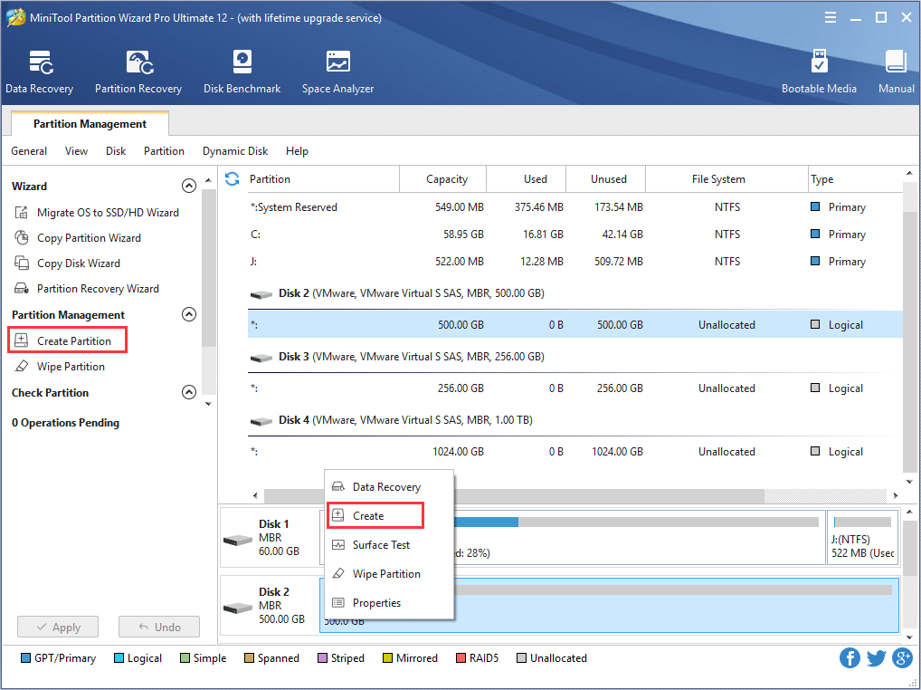 select Create Partition