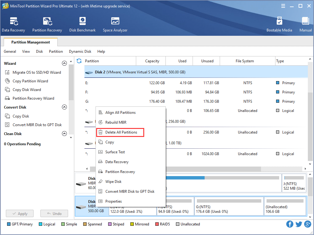 the way to approach Delete All Partitions feature