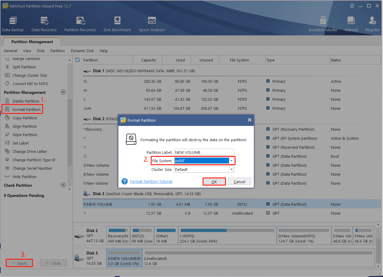 format SD card using MiniTool