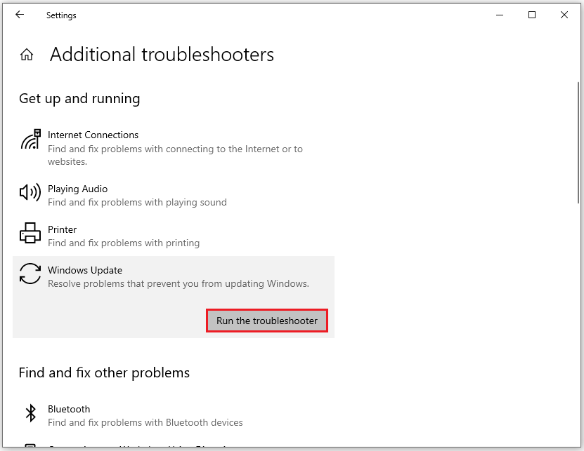 click Run the troubleshooter