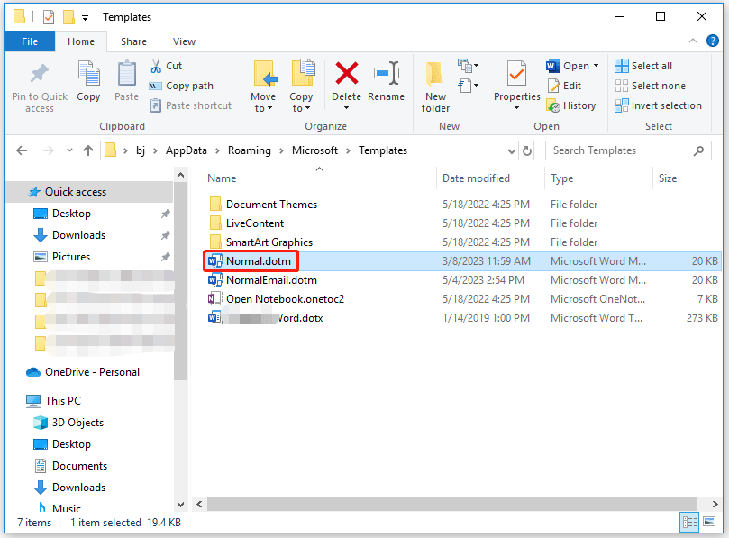 delete the Normal file