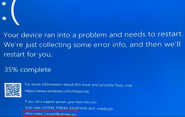 BSOD CorsairVBusDriversys failure