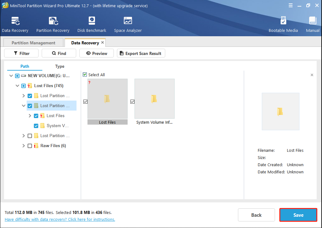 Save the selected files