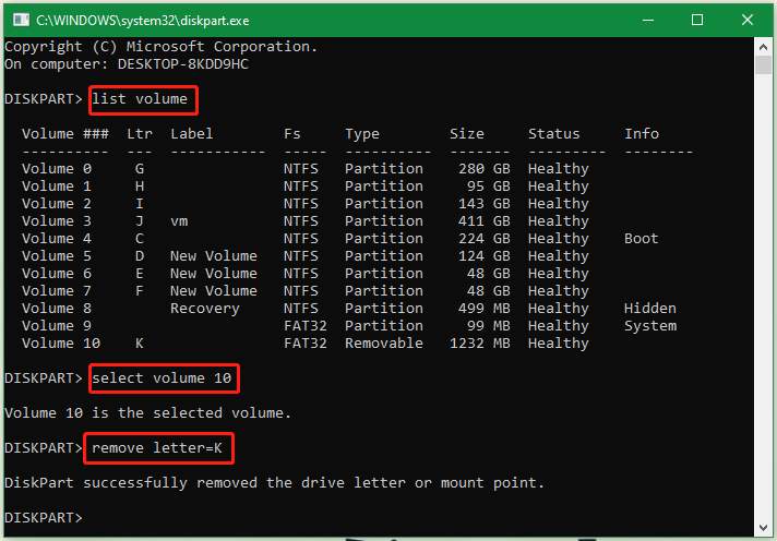 how to assign drive letter to partition diskpart remove drive letter