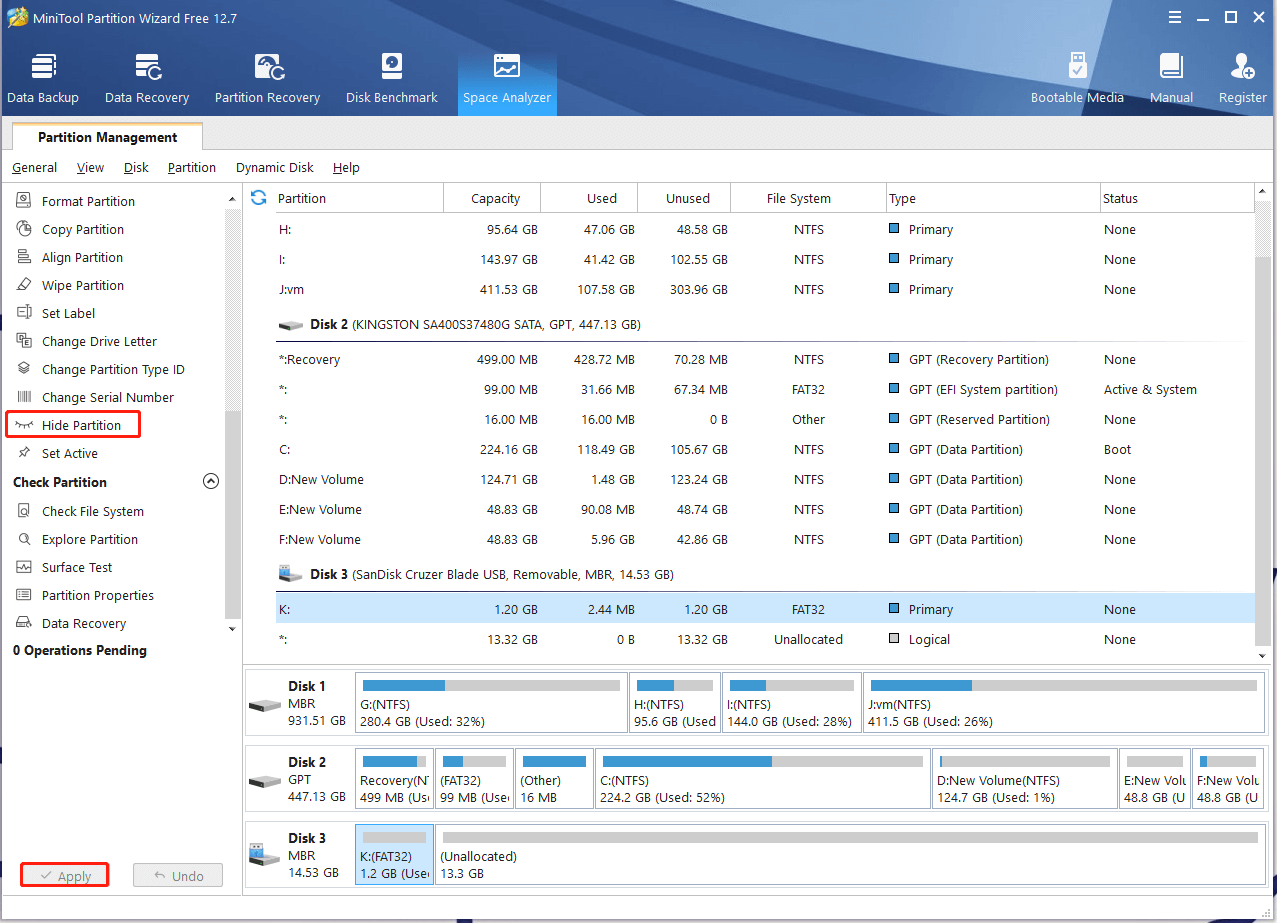 how to assign drive letter to partition diskpart select Hide Partition using MiniTool