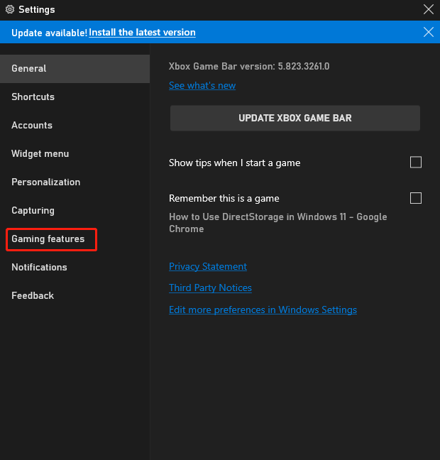click Gaming features