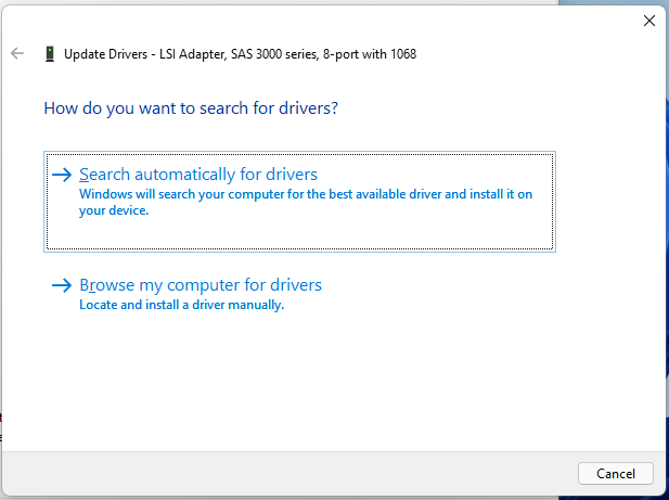 click Search automatically for drivers