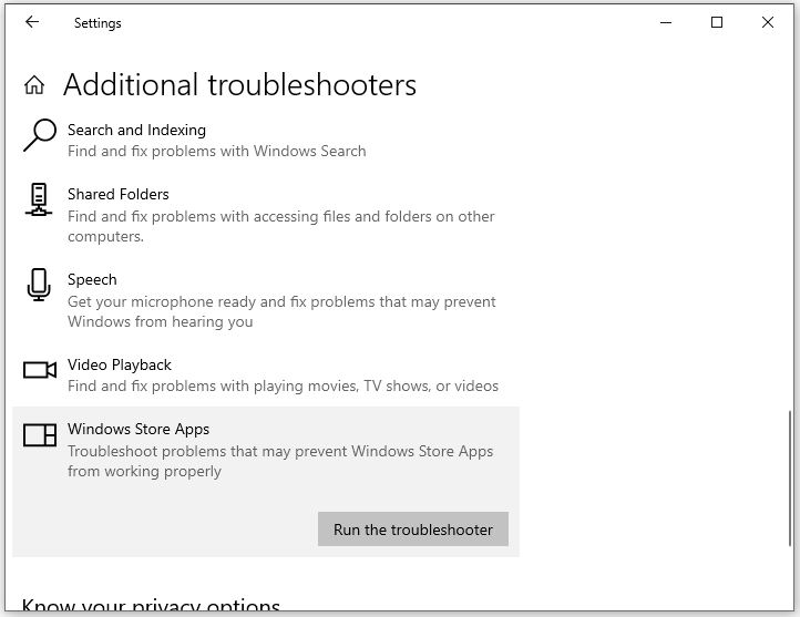 click Run the troubleshooter