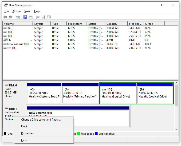 eject from Disk Management