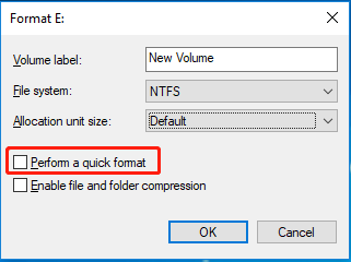 full format the volume