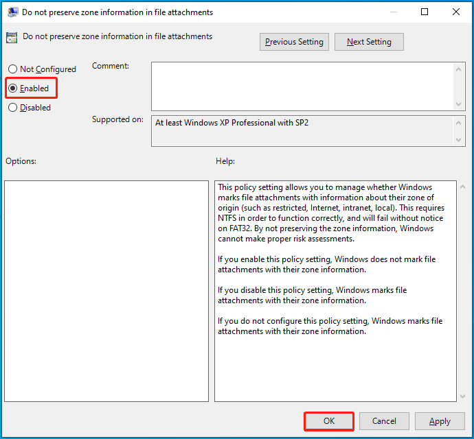 enable the option and save changes